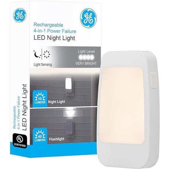 4-in-1 LED Power Failure Night Light, Dusk-to-Dawn Sensor, Foldable Plug - Picture 7 of 7